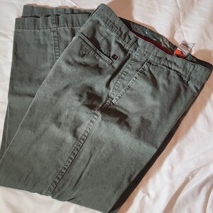 Olive Green Chinos with Relaxed Fit and Textured Fabric